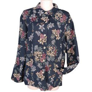 Lemon Grass Studio Floral Tapestry Jacket Womens XL Vintage Spring Fall